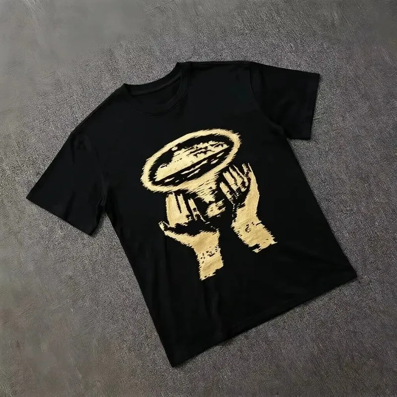 Streetwear Rules The World Graphic Oversized T Shirt Shorts Men Bold Typology Short Sleeve Crew Neck Casual Top Street Style