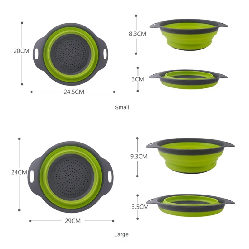 Silicone Vegetable and Fruit Cleaning and Drainage Basket Cleaning Basket 1PCS Folding Water Filter Net Kitchen Gadgets