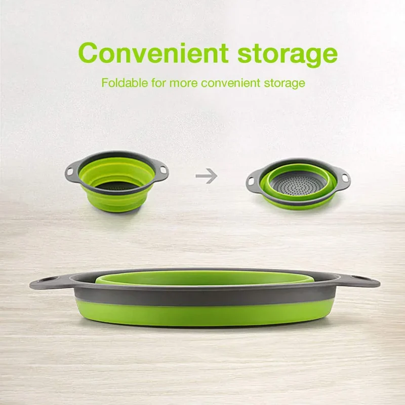 Silicone Vegetable and Fruit Cleaning and Drainage Basket Cleaning Basket 1PCS Folding Water Filter Net Kitchen Gadgets
