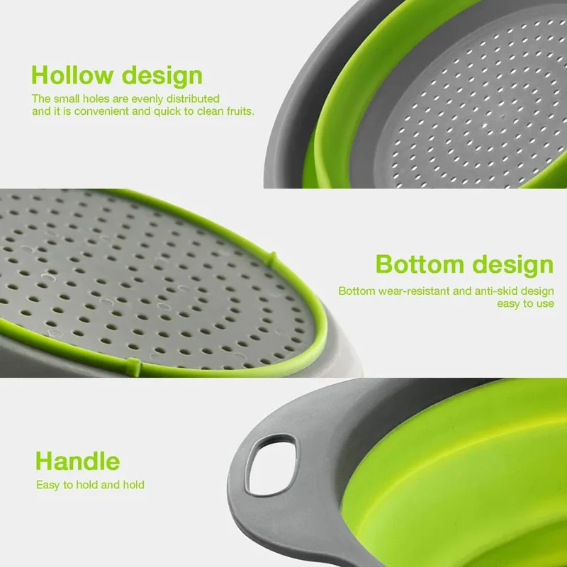 Silicone Vegetable and Fruit Cleaning and Drainage Basket Cleaning Basket 1PCS Folding Water Filter Net Kitchen Gadgets