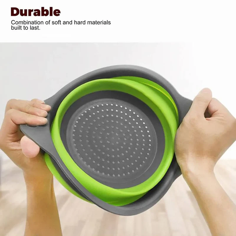 Silicone Vegetable and Fruit Cleaning and Drainage Basket Cleaning Basket 1PCS Folding Water Filter Net Kitchen Gadgets