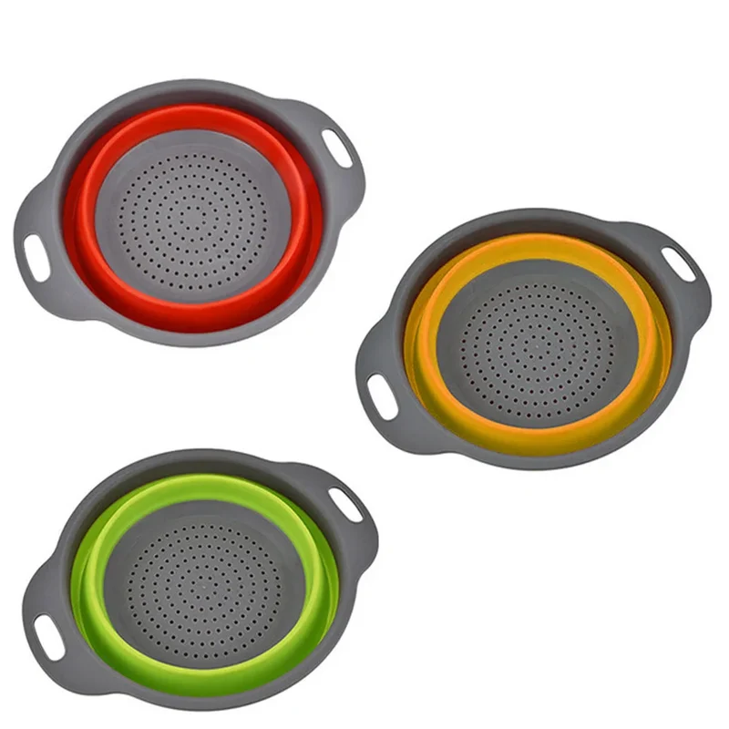 Silicone Vegetable and Fruit Cleaning and Drainage Basket Cleaning Basket 1PCS Folding Water Filter Net Kitchen Gadgets