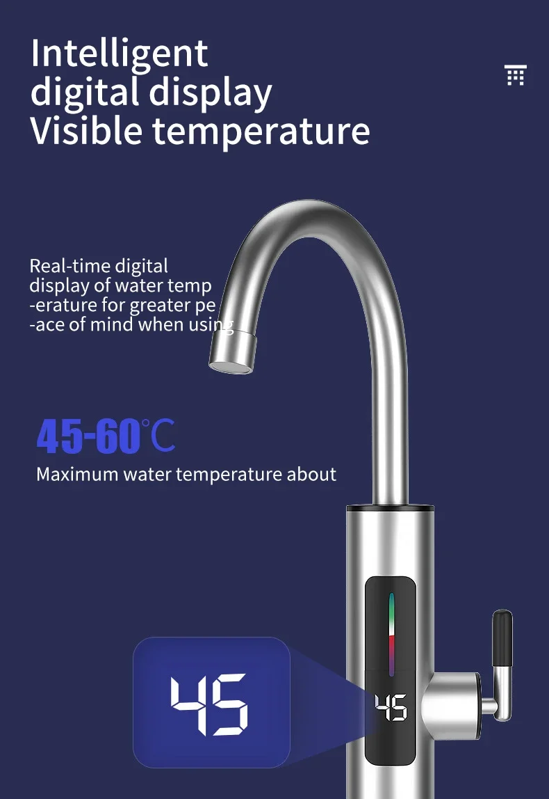 3000W 220V Electric Kitchen Water Heater Tap Instant Hot stainless steel Water Faucet Heater Cold Heating Faucet