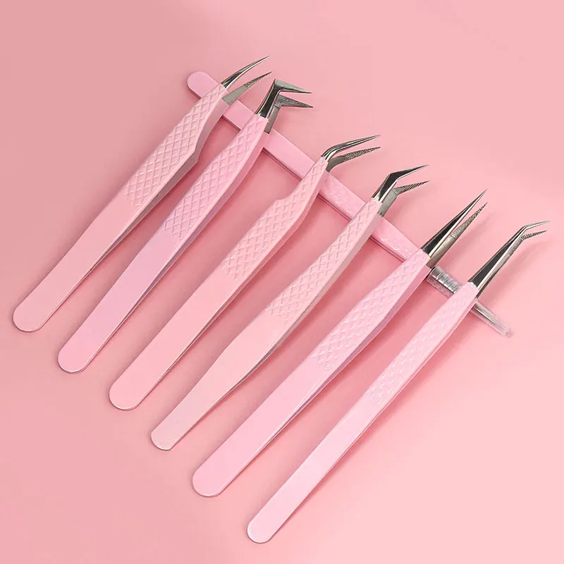 1pcs Fiber Tip Eyelash Extension Tweezers Stainless Steel Eyebrow Clip Lash Lifting High Precise Eyelashes Tweezer Makeup Tool