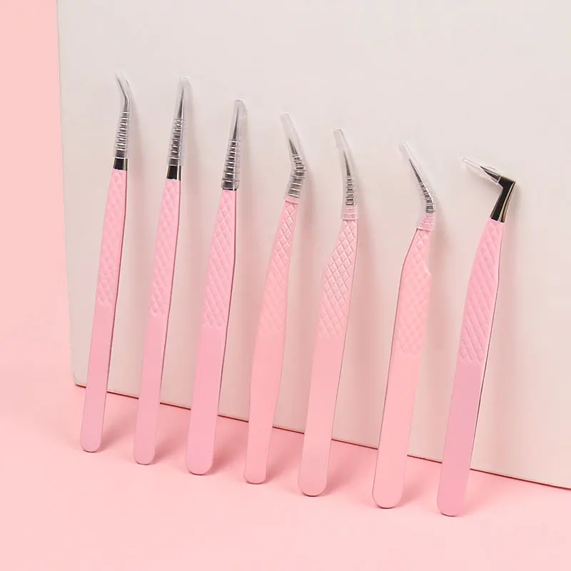 1pcs Fiber Tip Eyelash Extension Tweezers Stainless Steel Eyebrow Clip Lash Lifting High Precise Eyelashes Tweezer Makeup Tool