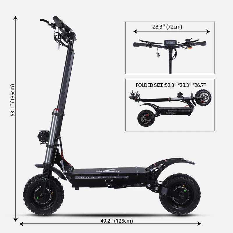 J30 MAX Electric Scooter Dual 3000W Motors 60V38Ah Battery 11" Off Road Tire 85KMH Top Speed 100KM Range 440lbs Load Disc Brakes