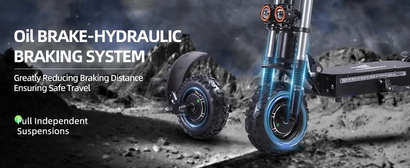 J30 MAX Electric Scooter Dual 3000W Motors 60V38Ah Battery 11" Off Road Tire 85KMH Top Speed 100KM Range 440lbs Load Disc Brakes