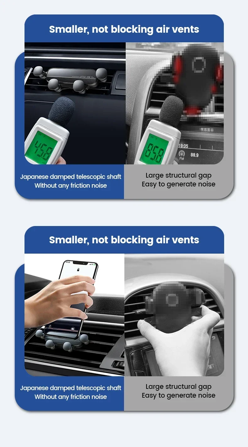 Universal Gravity Car Phone Holder Air Vent Mount Mobile Support for iPhone 13/12 Xiaomi - Automotive GPS Stand