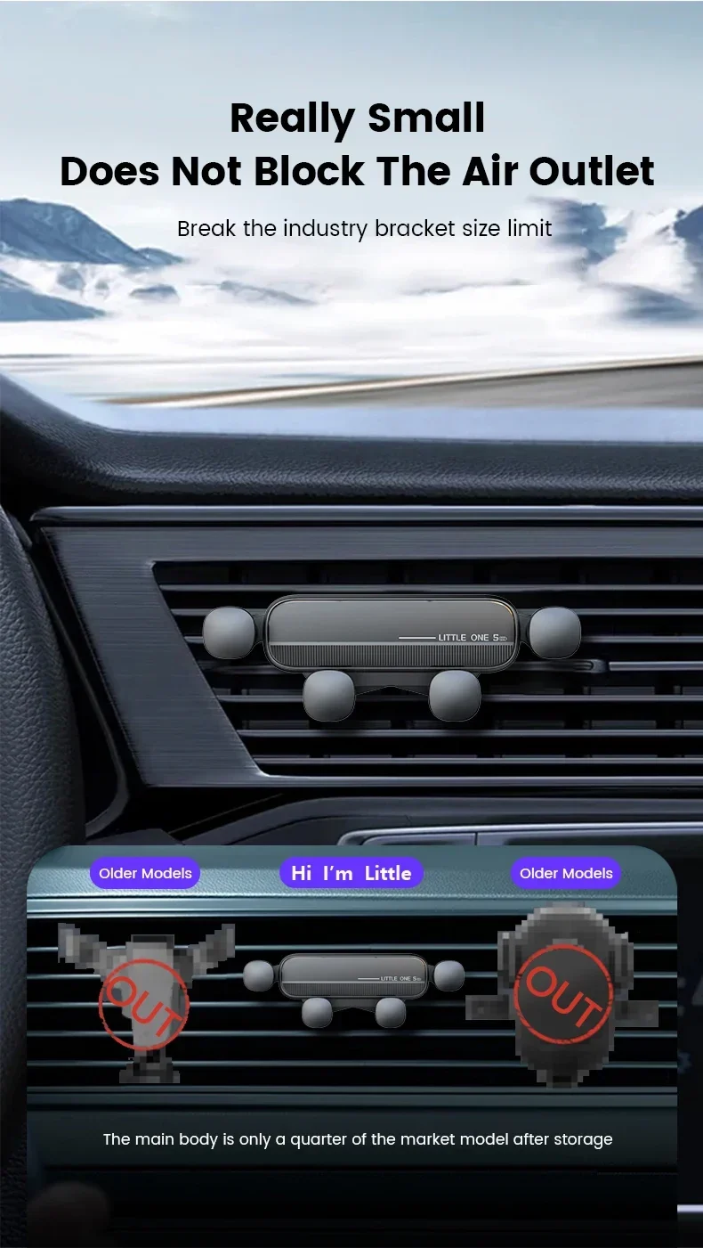 Universal Gravity Car Phone Holder Air Vent Mount Mobile Support for iPhone 13/12 Xiaomi - Automotive GPS Stand