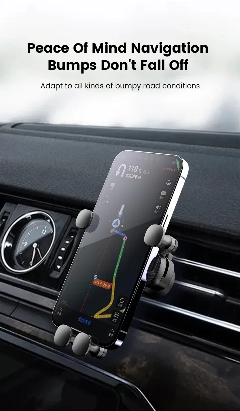Universal Gravity Car Phone Holder Air Vent Mount Mobile Support for iPhone 13/12 Xiaomi - Automotive GPS Stand