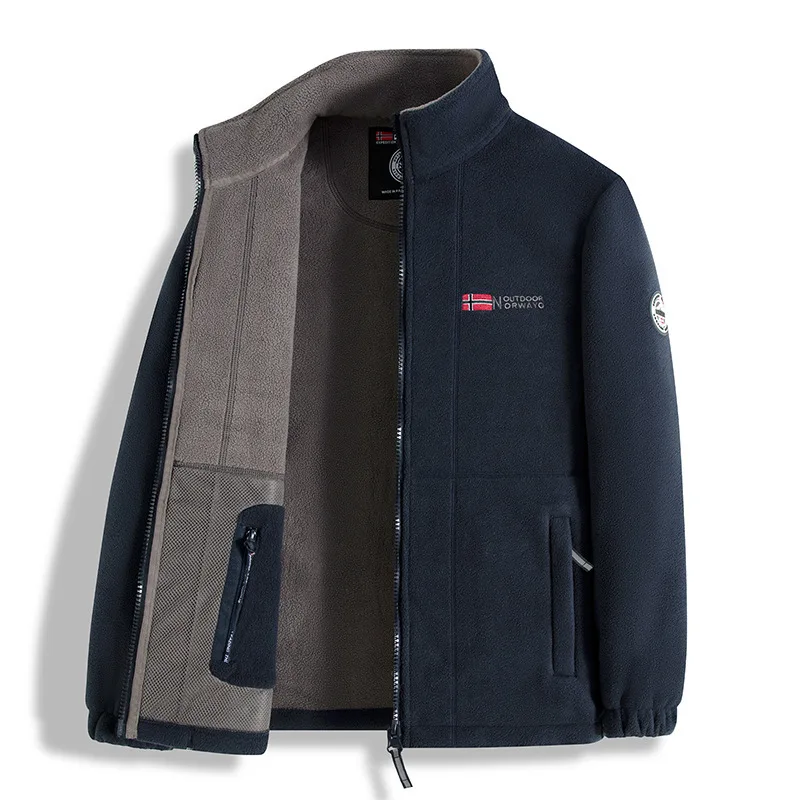 new men's fleece with fleece thickened warm windproof outdoor casual storm jacket fashion men's coat