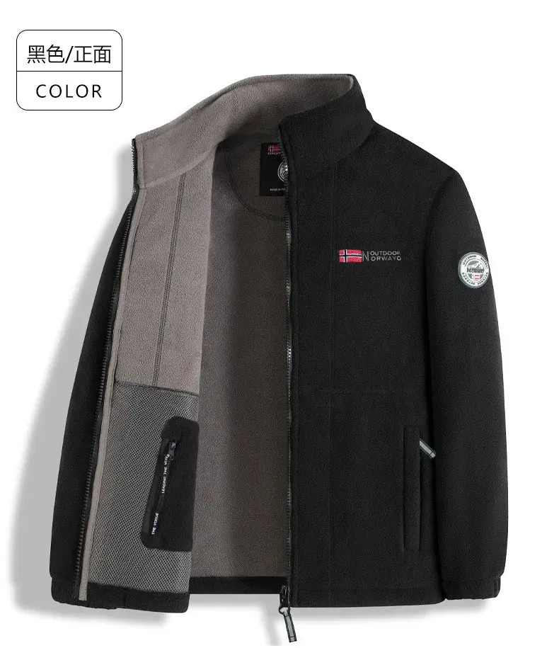 new men's fleece with fleece thickened warm windproof outdoor casual storm jacket fashion men's coat