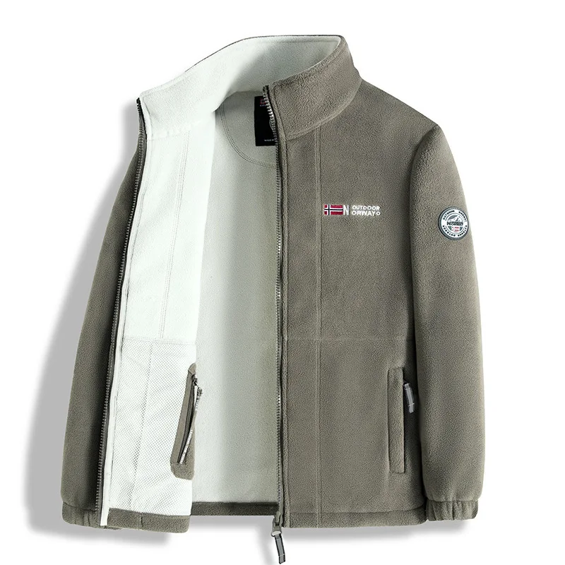 new men's fleece with fleece thickened warm windproof outdoor casual storm jacket fashion men's coat