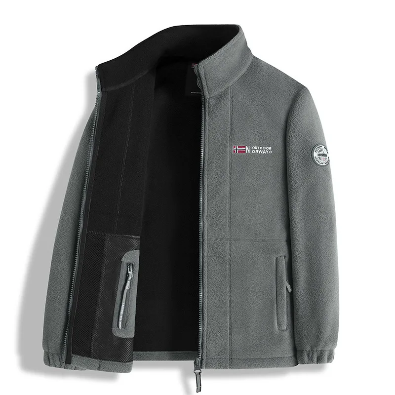 new men's fleece with fleece thickened warm windproof outdoor casual storm jacket fashion men's coat