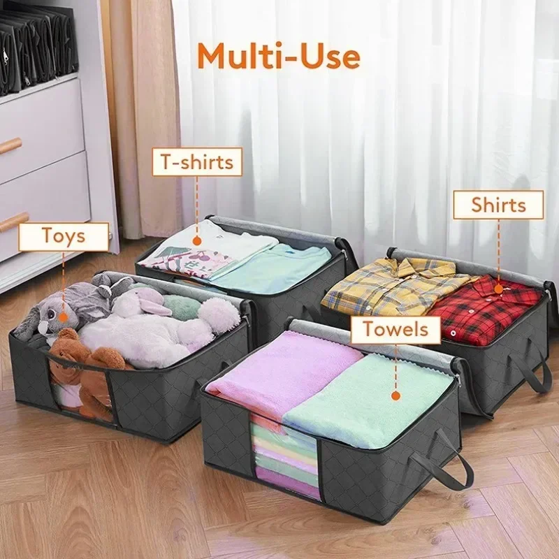 Closet Organizers and Storages Clothes Storage Bag Blanket Storage Foldable Storages Bin Sturdy Sewn By 3 Layers Fabrics