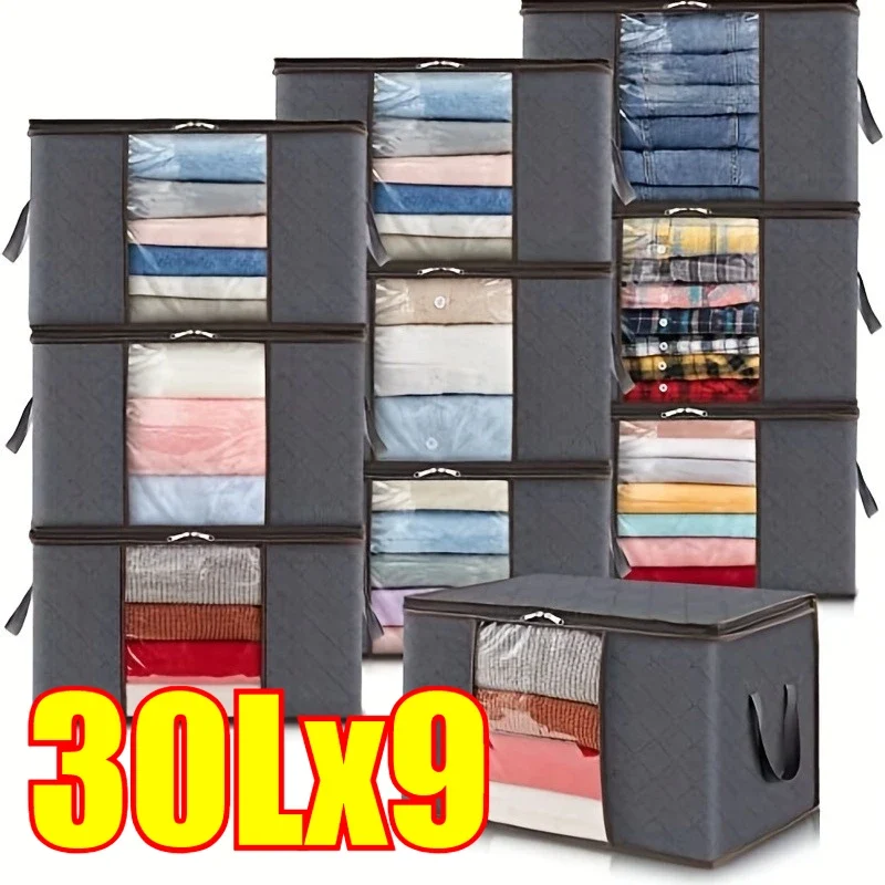 Closet Organizers and Storages Clothes Storage Bag Blanket Storage Foldable Storages Bin Sturdy Sewn By 3 Layers Fabrics