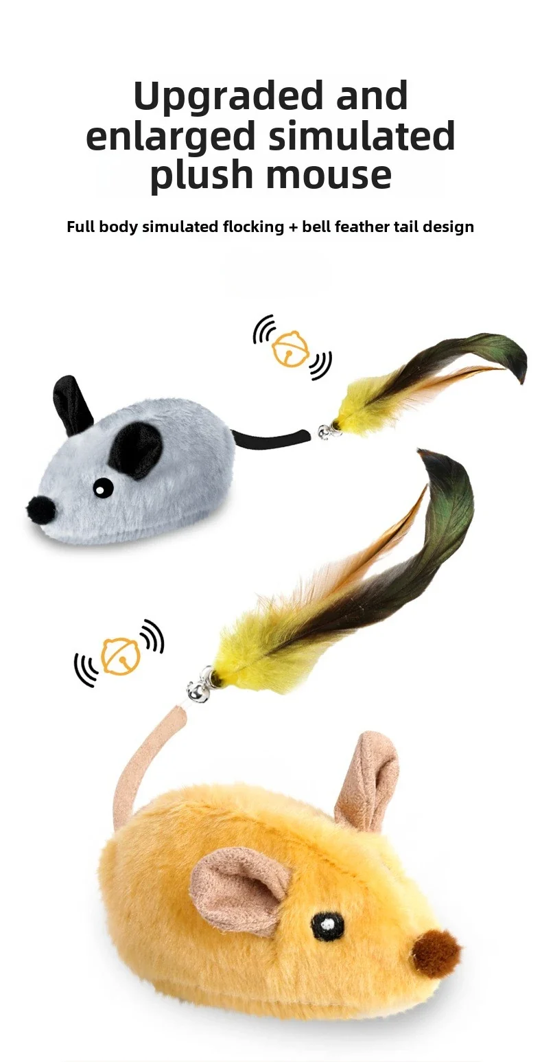 Automatic Sensing Moving Mouse Interactive Cat Toys Electronic Remote Squeaky Cat Toy For Kitten USB Rechargeable Pet Plush Toy