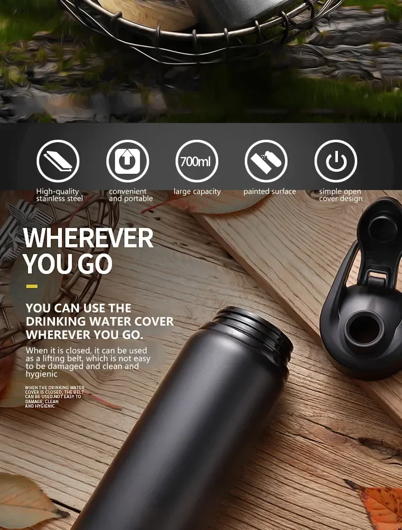 Metal Portable Water Bottle Leakproof Reusable Outdoor Sports Cup for Cycling Hiking Gym Halloween Gift Christmas Gift Travel