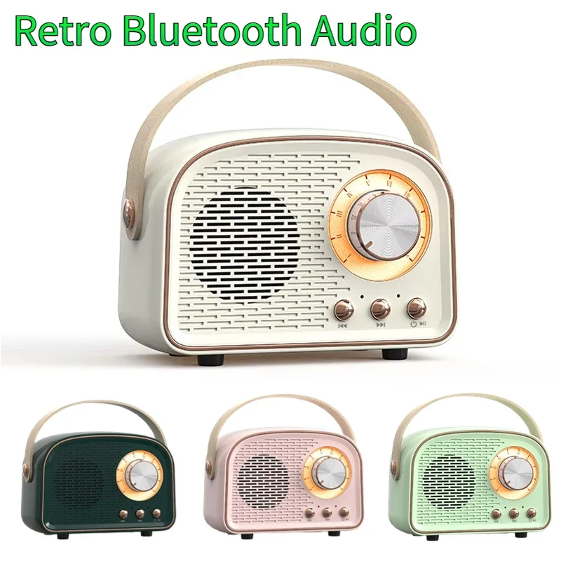 Retro Bluetooth-compatible Speaker Cute Mini Speaker with FM Radio Wireless Speaker with TWS Music Player Hifi Stereo TF USB