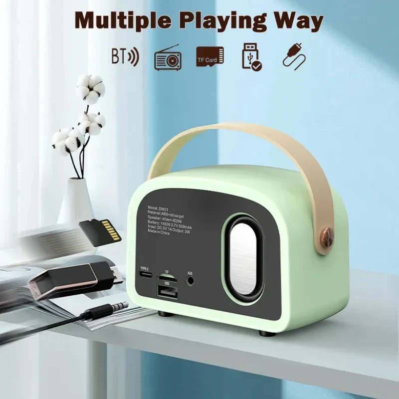 Retro Bluetooth-compatible Speaker Cute Mini Speaker with FM Radio Wireless Speaker with TWS Music Player Hifi Stereo TF USB