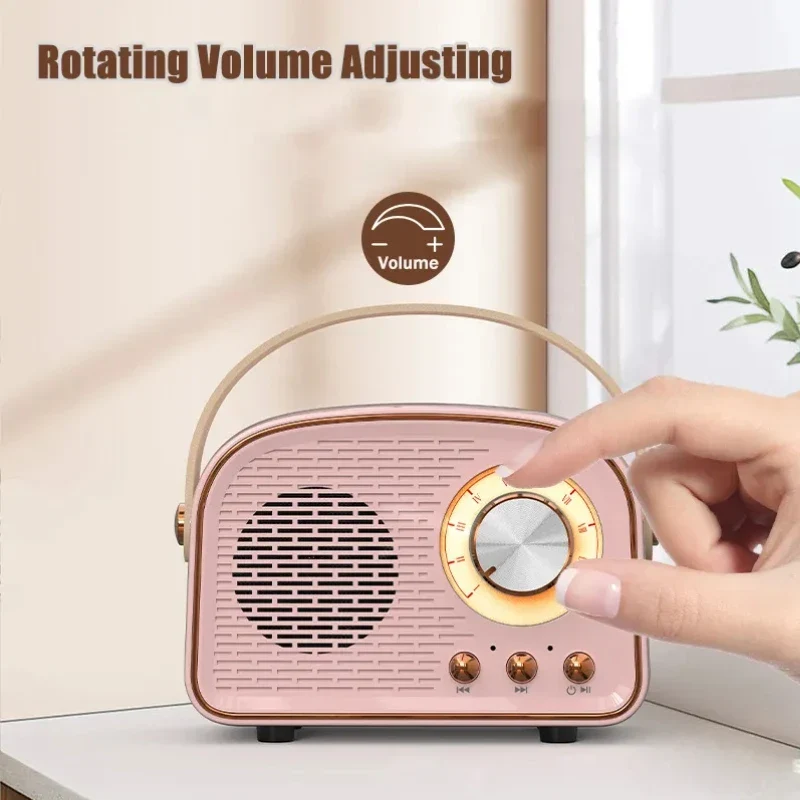 Retro Bluetooth-compatible Speaker Cute Mini Speaker with FM Radio Wireless Speaker with TWS Music Player Hifi Stereo TF USB