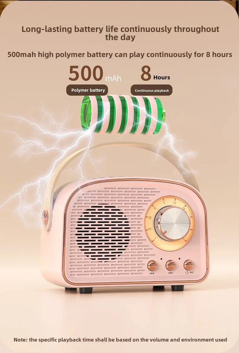 Retro Bluetooth-compatible Speaker Cute Mini Speaker with FM Radio Wireless Speaker with TWS Music Player Hifi Stereo TF USB