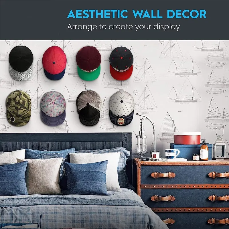 5 10pcs New Baseball Hat Hook Hat Sticking Hook Traceless Hook Black Minimalist Design Hat Rack Simple Earphone Necklace Storage
