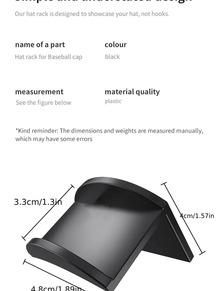 5 10pcs New Baseball Hat Hook Hat Sticking Hook Traceless Hook Black Minimalist Design Hat Rack Simple Earphone Necklace Storage