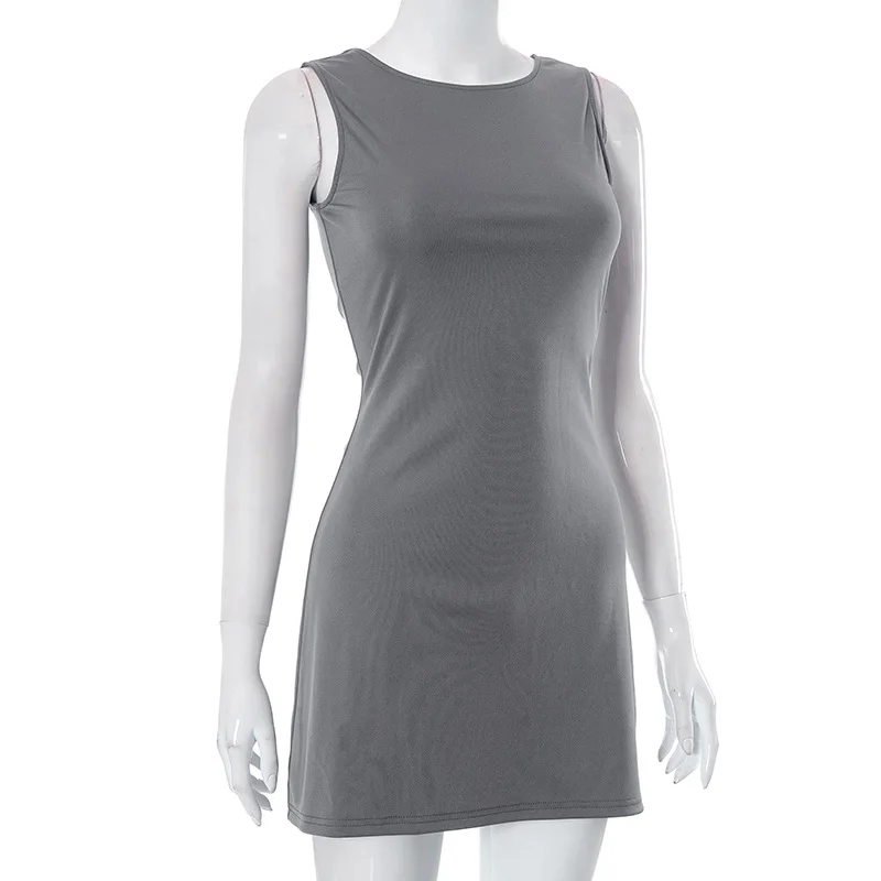 Woman Dress Sleeveless Knit Slim A-Line Female O-Neck Seveless Mini Dresses Sheath 2024 Summer Clothing Streetwear Y2K Qtraf2411
