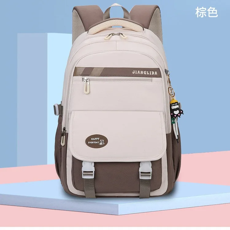 Junior High School College Girls' Large Capacity Backpack Grade 3-6 Elementary Students' High Quality Waterproof Striped