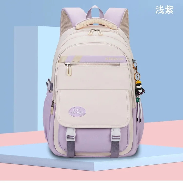 Junior High School College Girls' Large Capacity Backpack Grade 3-6 Elementary Students' High Quality Waterproof Striped