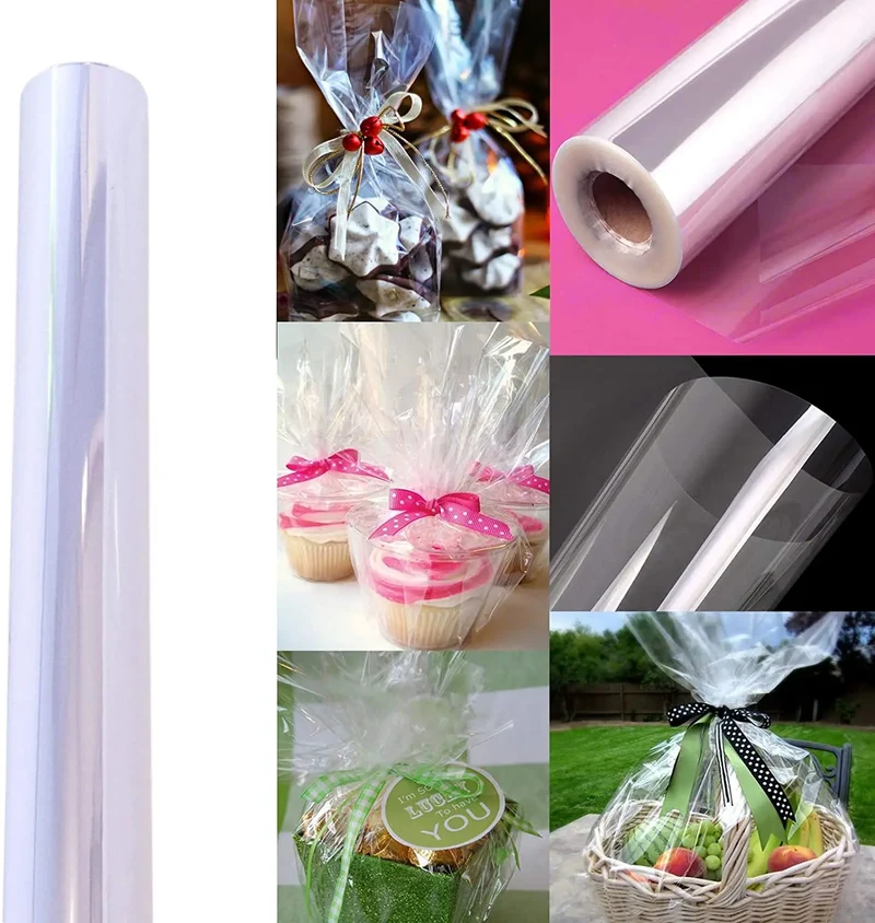 70cm*20m/roll 45mic Cellophane Paper Film Gift Wrap Roll for Flowers Craft Basket Packing