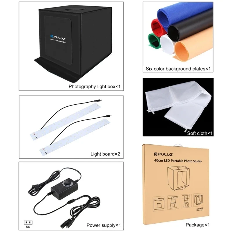 PULUZ 40cm Foldable Lighting Tent Kit Popular Wholesale Photo Studio for Softbox with Free Background Photo Studio Accessories
