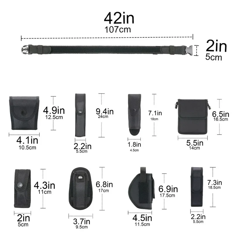 Tactical Security Duty Belts Multifunctional Gun Holster Flashlight Pouch Sets Utility Kit Patrol Belt for Hunting Accessories