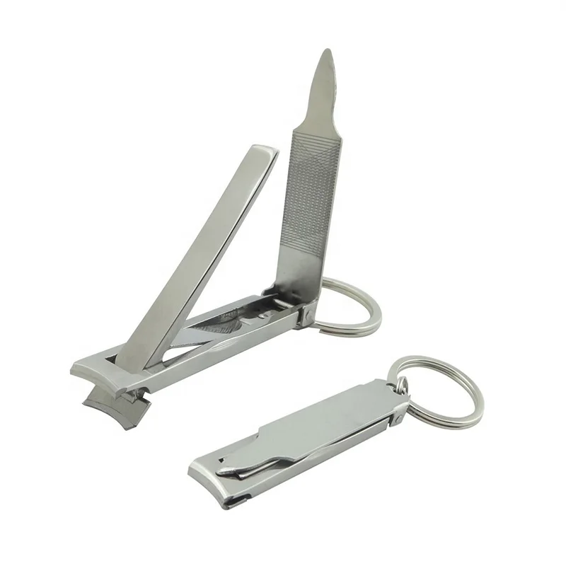 Portable Keychain Nail Clippers Medical Grade Stainless Steel Foldable Nail Cutter With Leather Case Ultra Slim Travel Design