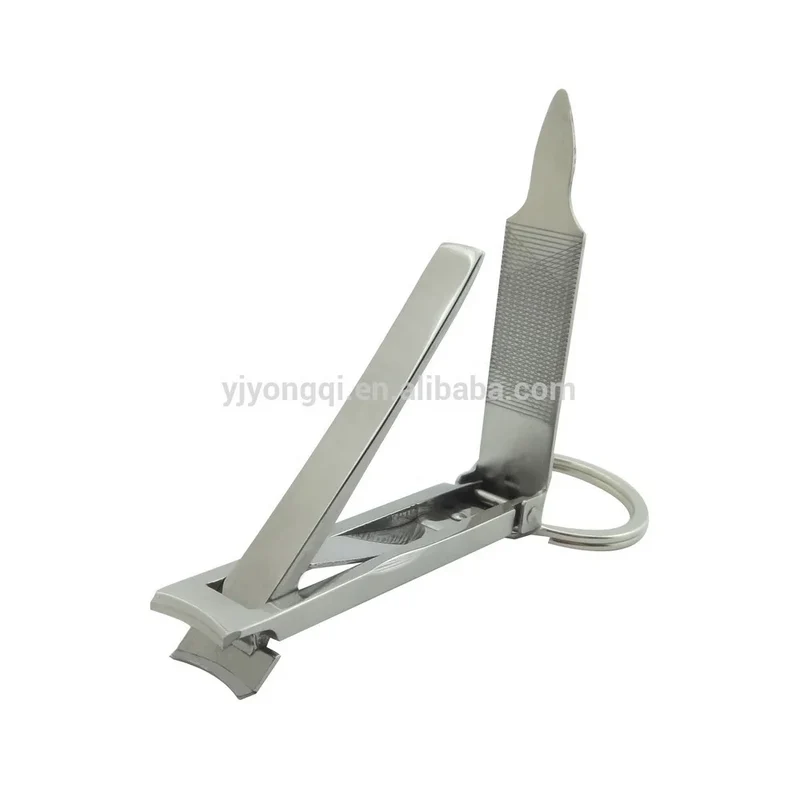 Portable Keychain Nail Clippers Medical Grade Stainless Steel Foldable Nail Cutter With Leather Case Ultra Slim Travel Design