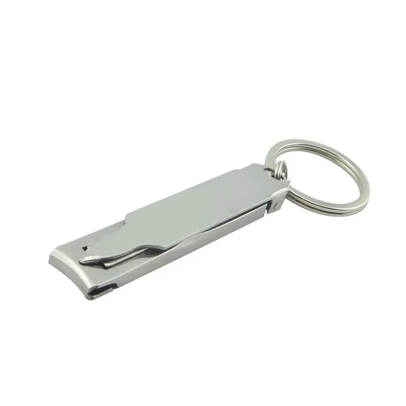 Portable Keychain Nail Clippers Medical Grade Stainless Steel Foldable Nail Cutter With Leather Case Ultra Slim Travel Design