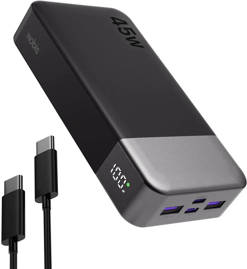 Massive 20000mAh 45W PD Portable Charger Charge 4 Devices Simultaneously, 0-60% in 30 Mins, Green Light Fast Charging Icon