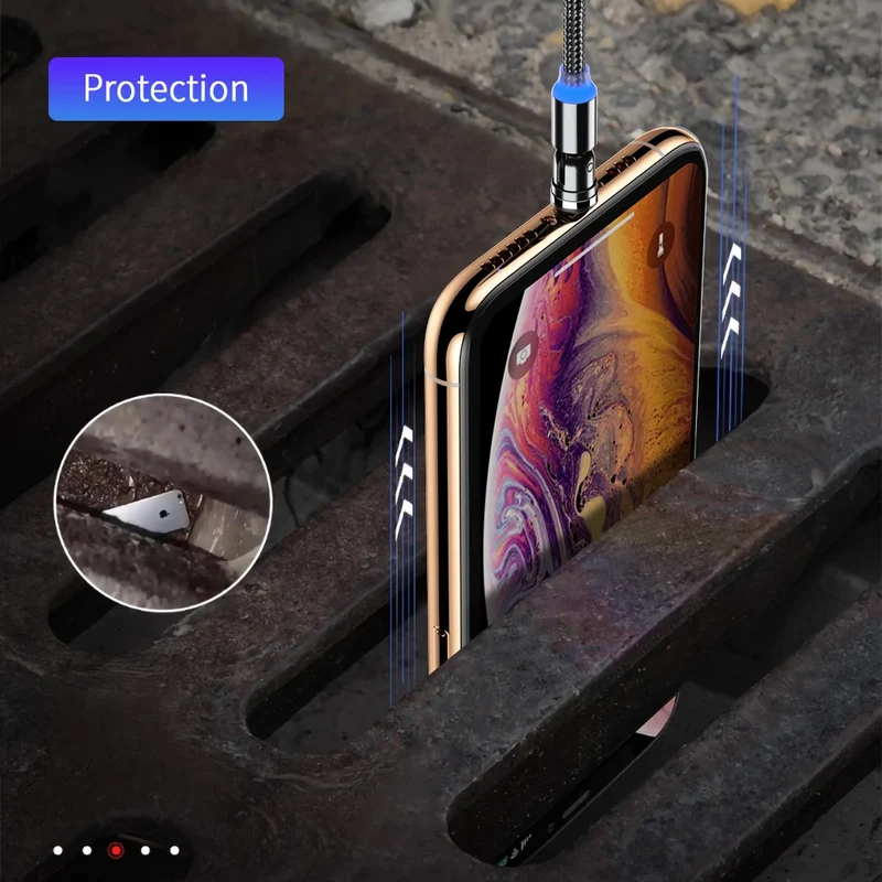 540 Degree Searchlight Magnetic Charger 3 in 1 Suction Rotary Micro Charging Cable With Type-C USBC LOS for Phone Pad