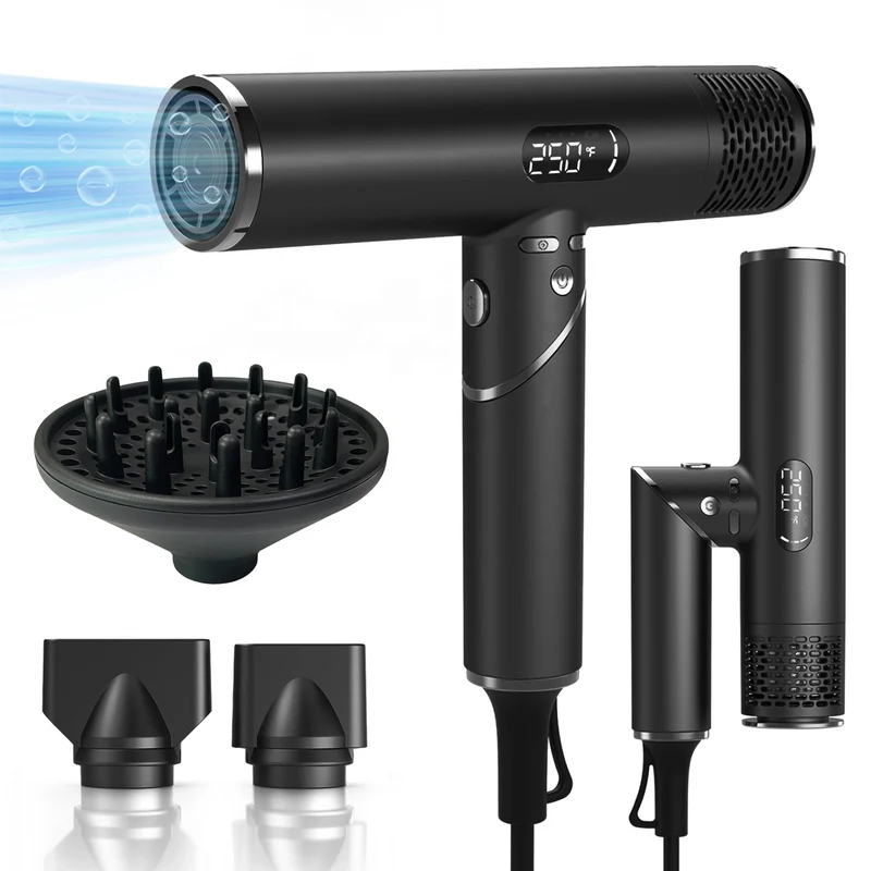 Portable Professional Hair Dryer Folded Handle 110000rpm Negative Ion Diffuser BLDC for Hotels Households Electric Plastic