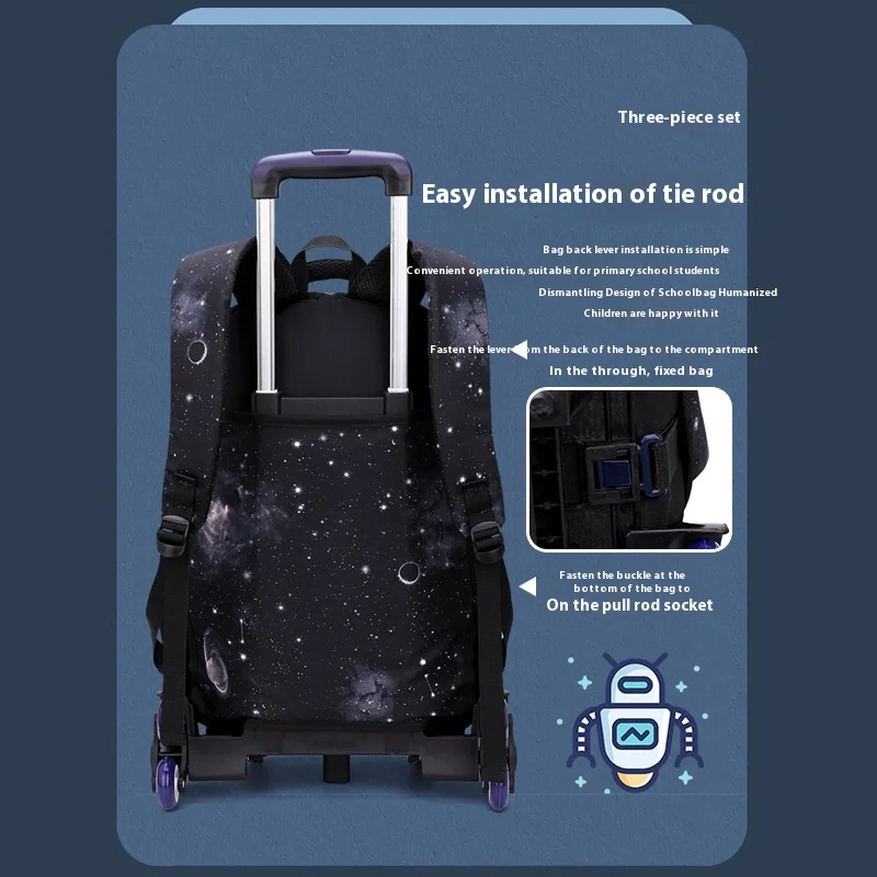 Japanese Korean Student Backpack Large Capacity Multi-Layer Breathable Design Waterproof Stylish Trolley for Stair Climbing