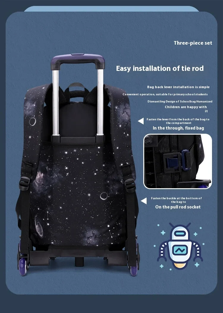 Japanese Korean Student Backpack Large Capacity Multi-Layer Breathable Design Waterproof Stylish Trolley for Stair Climbing