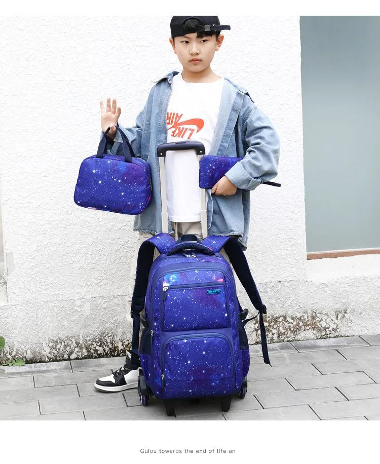 Japanese Korean Student Backpack Large Capacity Multi-Layer Breathable Design Waterproof Stylish Trolley for Stair Climbing