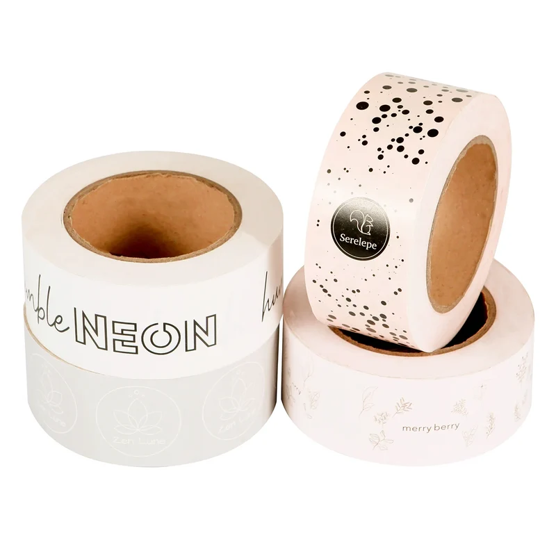 Eco Friendly Custom Logo Printed Self Adhesive Kraft Paper Tape Packing Tape