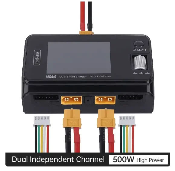 Toolkitrc M6D 500W 15A DC Dual Channel Mini Smart Charger Discharger Plastic Power Supply 1-6S Lipo Battery FPV Drone RC Remote
