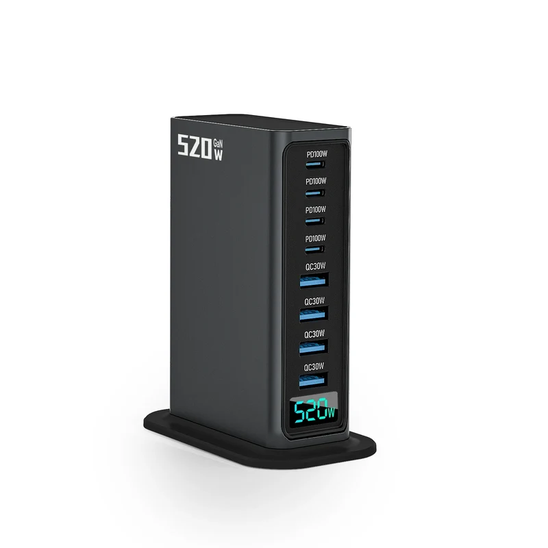 2026 New High Power Desktop Charger Adapter 520W Multi Port Laptop Mobile Phone Featuring 100W Gan Type C Charger