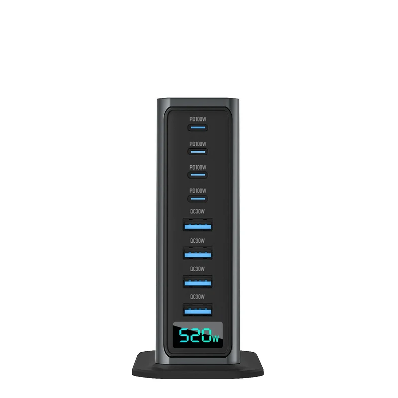 2026 New High Power Desktop Charger Adapter 520W Multi Port Laptop Mobile Phone Featuring 100W Gan Type C Charger