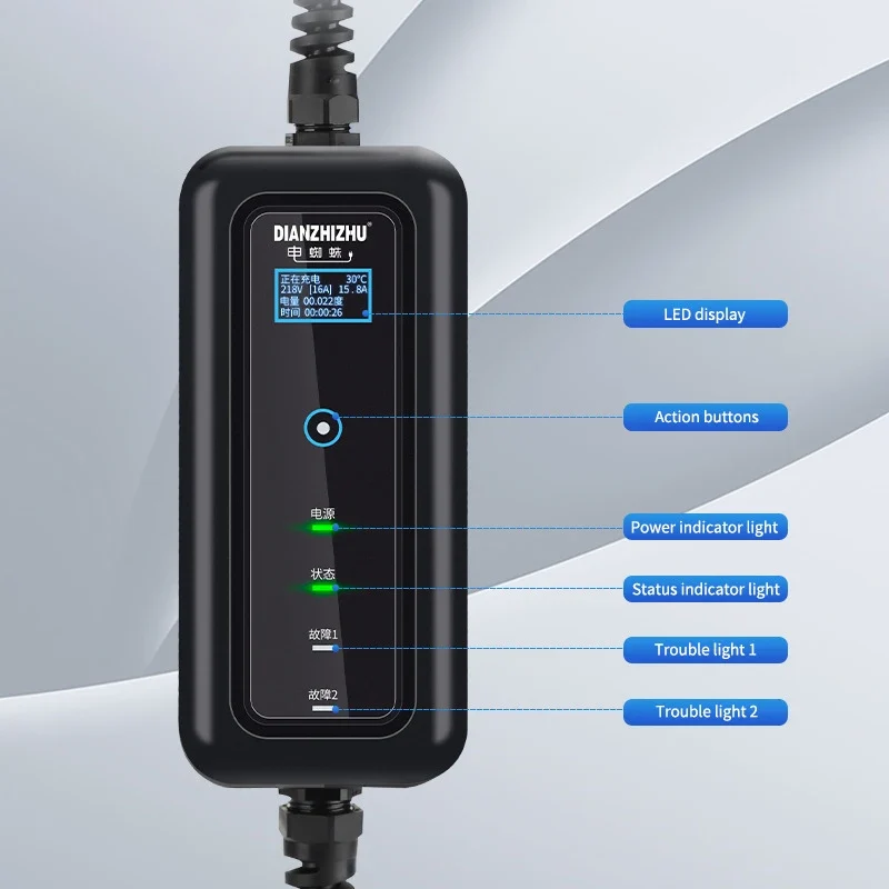 Feyree Type2 Portable Ev Charger 3.5kw 16a 1phase J1772 Socket With 5m Cable Smart App Wifi Control Version for Electric Vehicle