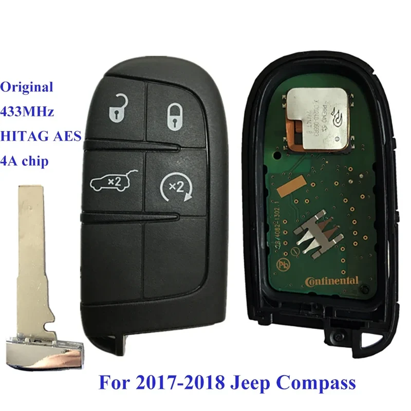 Original 2-Button Smart Keyless Remote Key for Jeep Compass M3N-40821302 433mhz PCF7953M 4A Chip Vehicle Key