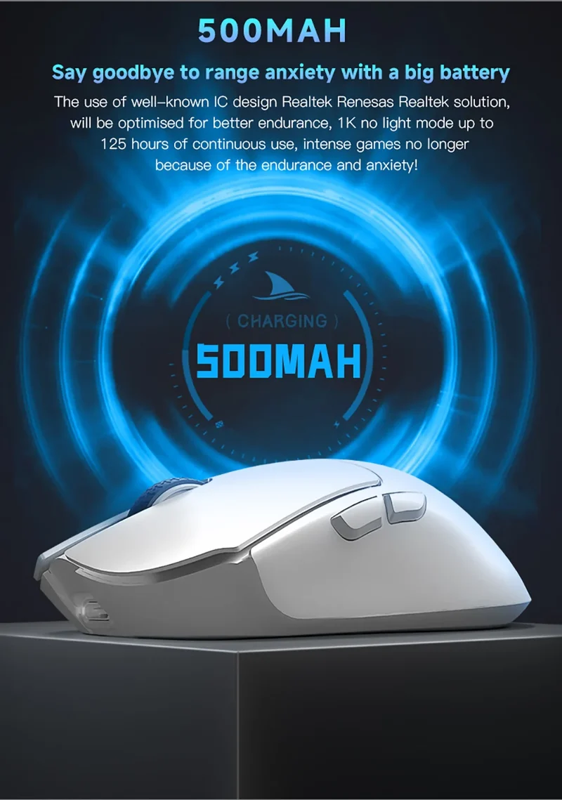 Darmoshark M3 Gaming Mouse Dual Mode 8K Wireless Tri-Mode PAW3395 Big Hand Macro Game Mouse 26000 DPI Lightweight Mice